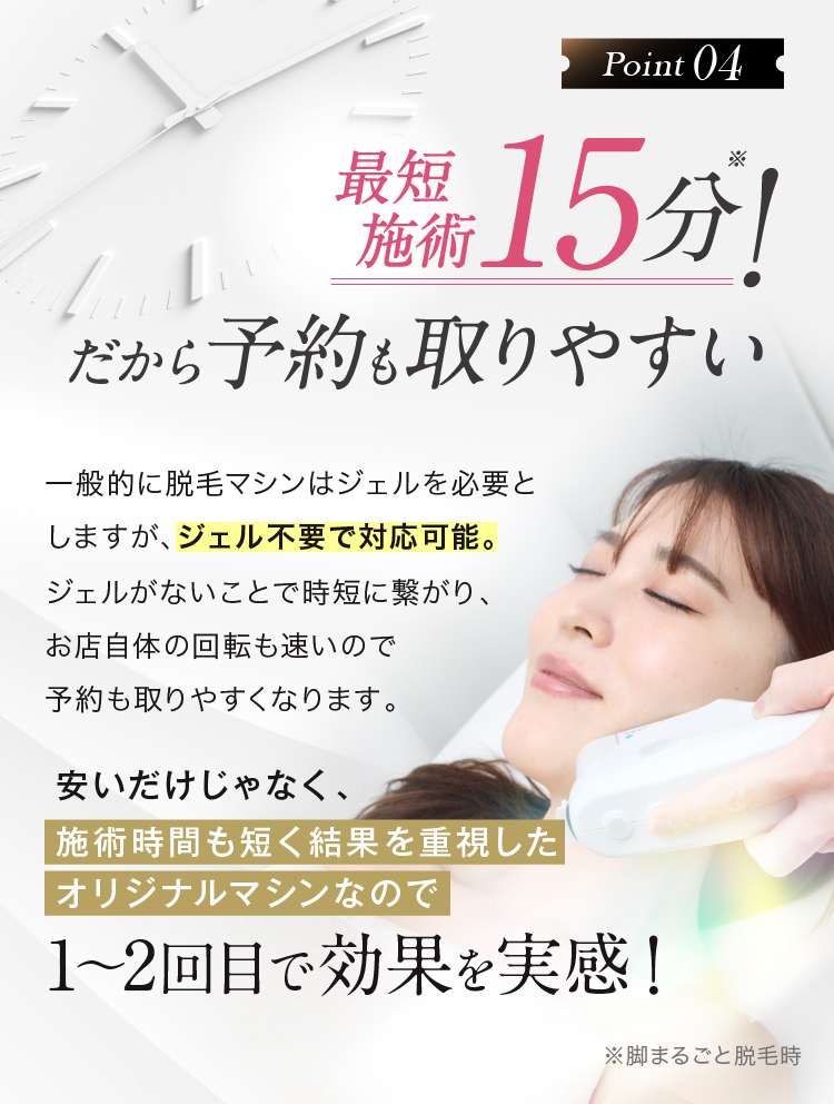 Point04 最短施術15分!だから予約も取りやすい